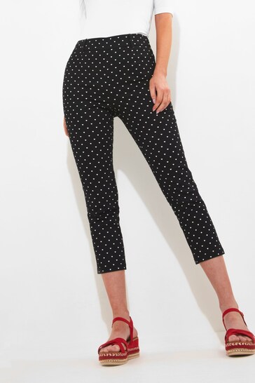 Joe Browns Black Vintage Heart Spot Print Stretch Cotton Capri Trousers