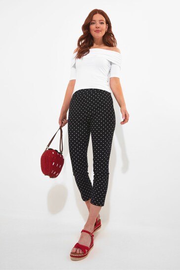 Joe Browns Black Vintage Heart Spot Print Stretch Cotton Capri Trousers