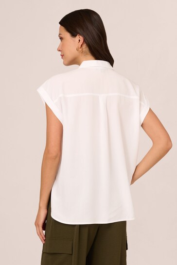 Adrianna Papell Sleeveless Woven Utility White Shirt