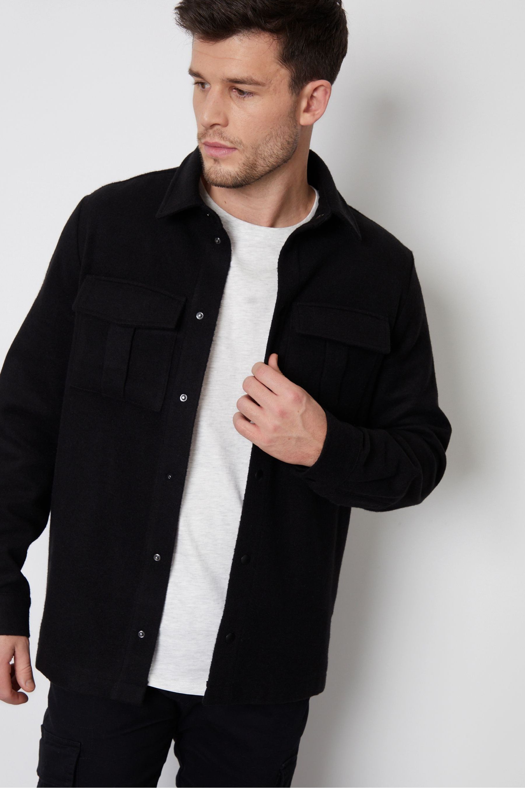 Black mens overshirt top