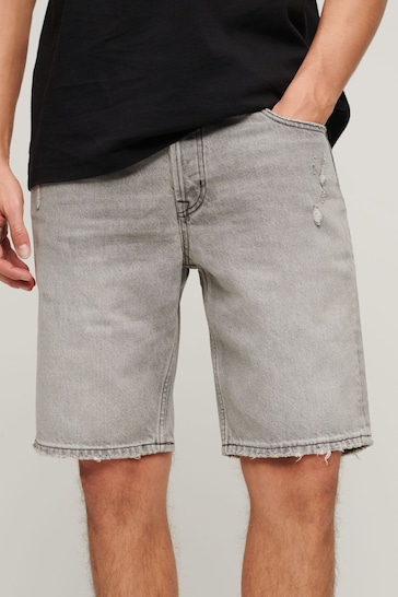Superdry Grey Straight Denim Shorts