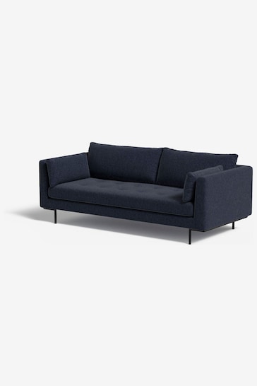 MADE.COM Textured Weave Navy Blue Harlow 3 Seater Sofa