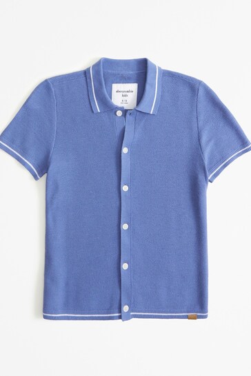 Abercrombie & Fitch Blue Knitted Polo Shirt