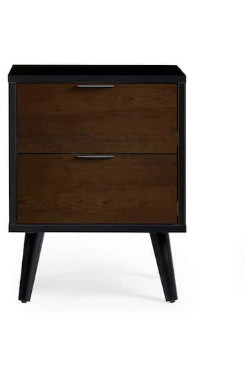 Julian Bowen Black Alba 2 Drawer Bedside Table