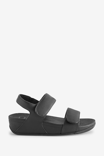 FitFlop Lulu Adjustable Leather Back Strap Black Sandals