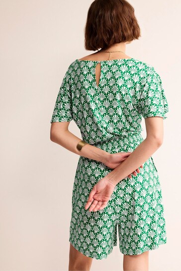 Boden Green Smocked Jersey Playsuit