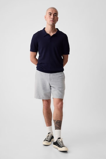 Gap Grey Linen Cotton Flat Front Shorts