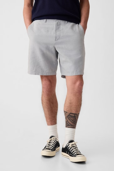 Gap Grey Linen Cotton Flat Front Shorts