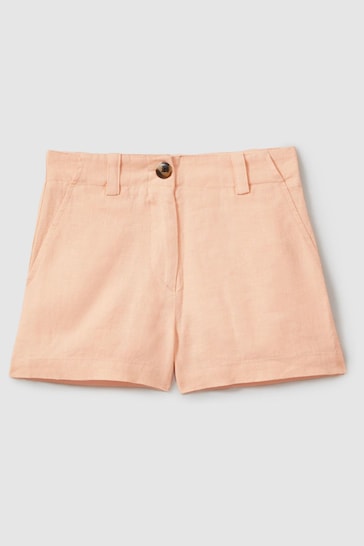 Reiss Apricot Dani Junior Linen Loose Fit Shorts