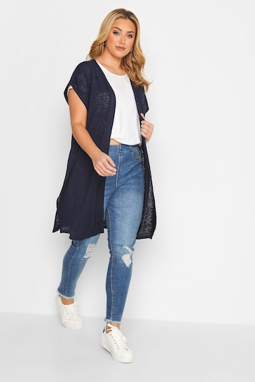 Yours Curve Blue Short Sleeve Cardigan