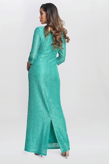 Gina Bacconi Green Fearne Lace Wrap Maxi Dress