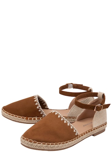 Dunlop Brown Flat Espadrille Sandals
