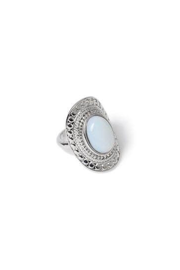 Aela Silver Tone Moonstone Ring