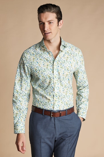 Charles Tyrwhitt Green Chrome Classic Fit Liberty Fabric Floral Print Shirt