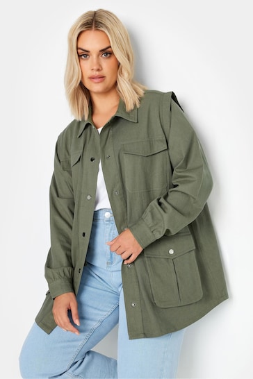 Yours Curve Green Carpenter Twill Jacket