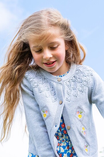 Frugi Grey Primrose Pointelle Cardigan