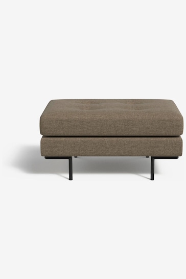 MADE.COM Textured Weave Moss Green Harlow Footstool