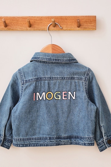 Personalised Pastel Letter Patch Denim Jacket by My 1st Years
