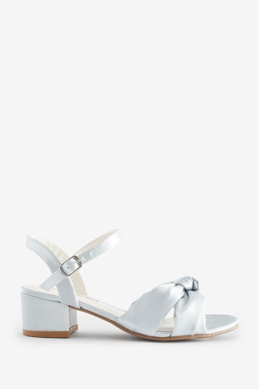 Monsoon Silver Satin Twist Heeled Sandals