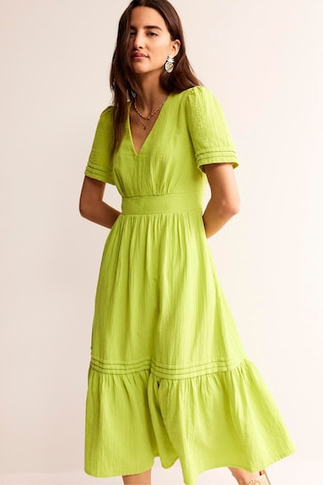 Boden Green Eve Double Cloth Midi Dress