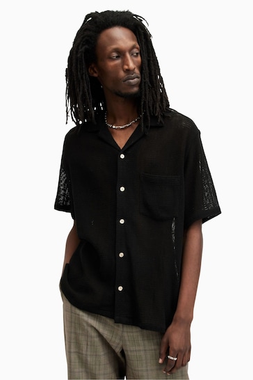 AllSaints Black Sortie Short Sleeve Shirt