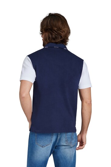 Raging Bull Blue Short Sleeve Cut & Sew Panel Rugby Shirt