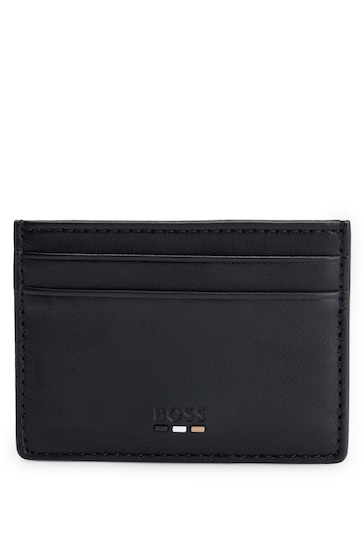 BOSS Black Faux-Leather Card Holder With Signature Stripe