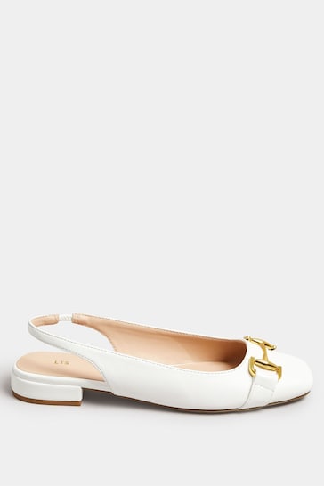 Long Tall Sally White Slingback Ballet Shoes With Trim