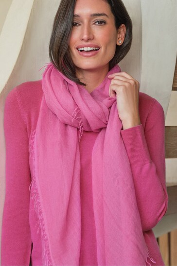 Pure Collection Pink Ultrafine Cashmere Scarf