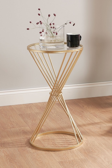 Pacific Glass and Gold Liberty Metal Small Table