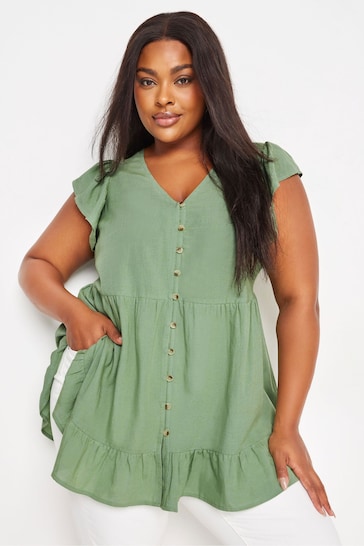 Yours Curve Green Boho Blouse