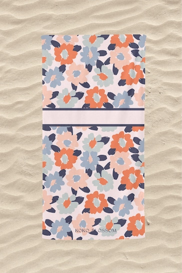 Personalised Pink Floral Beach Towel by Koko Blossom
