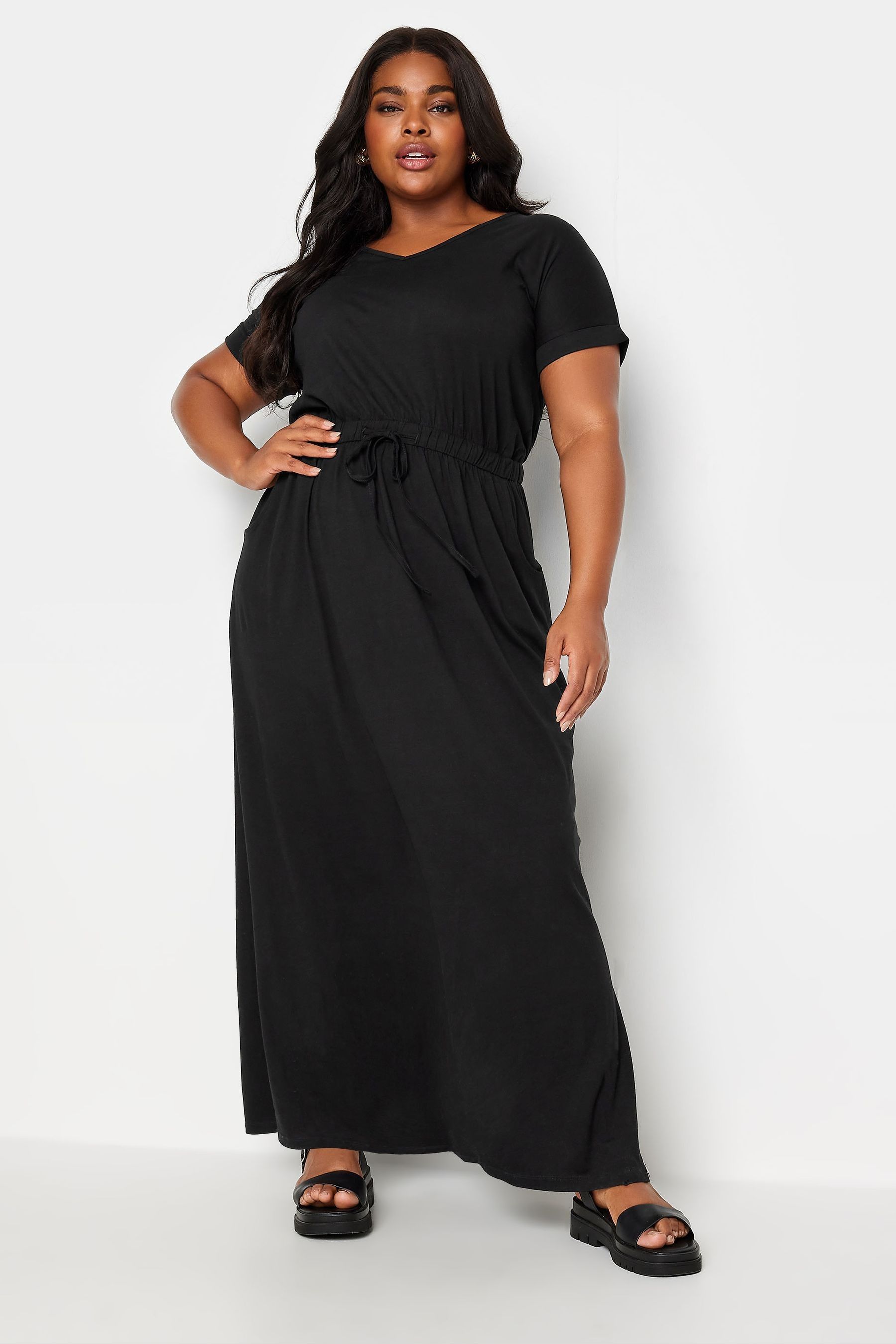 Black maxi dress split best sale