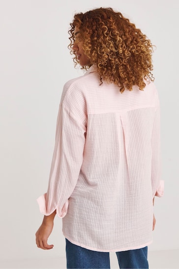JD Williams Pink Textured Stripe Fabric Shirt
