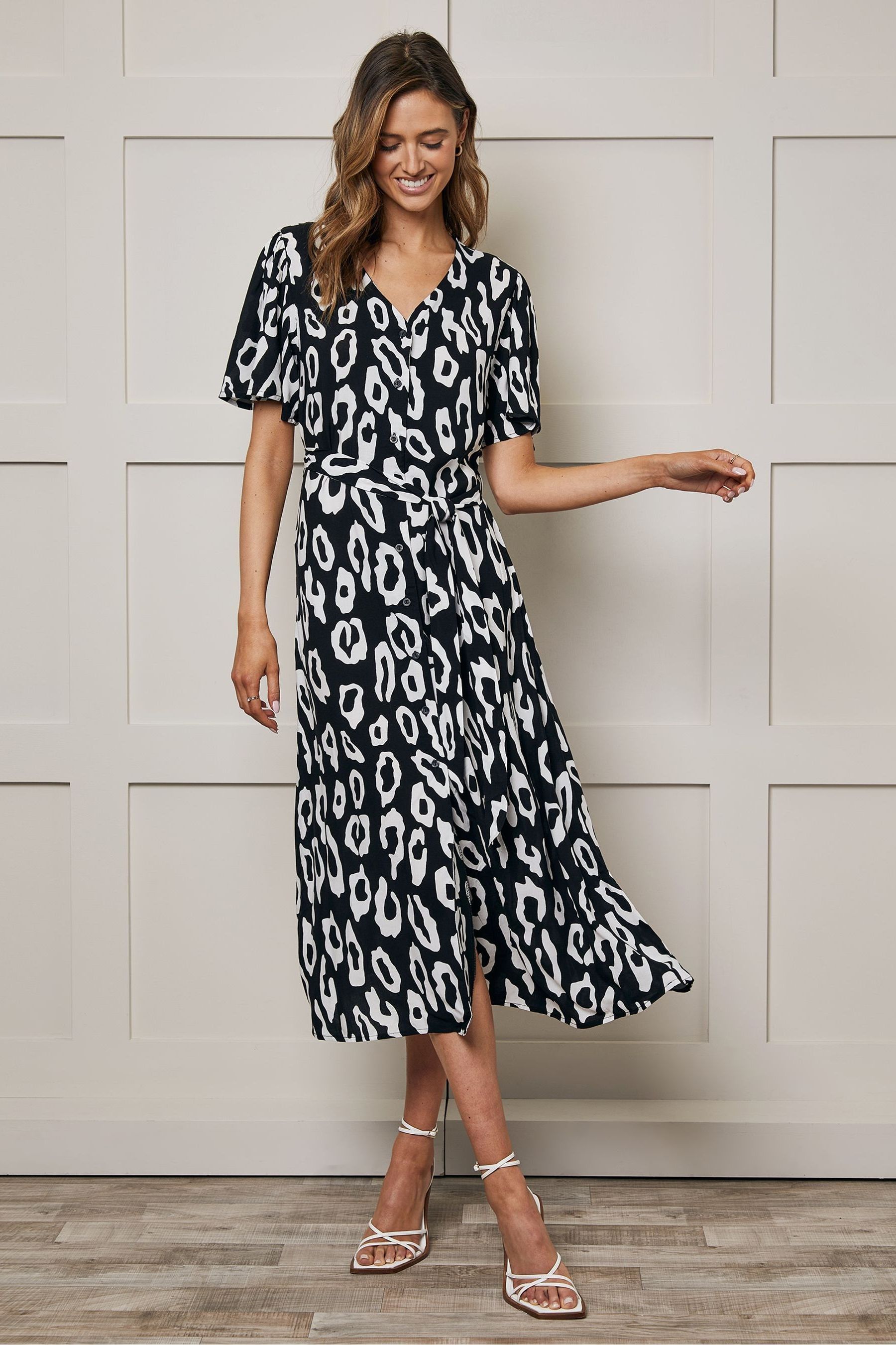 Buy Threadbare Black Petite Button Down Midi Dress from the Next UK online shop