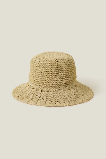 Accessorize Natural Loose Weave Bucket Hat