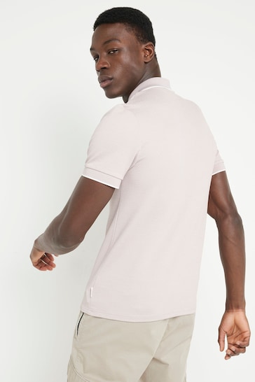 River Island Pink Short Sleeve Contrast Collar Polo Shirt