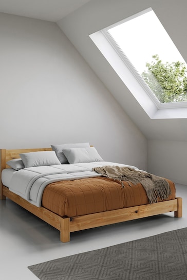 Get Laid Beds Honey Natural Low Tokyo Solid Wood Bed