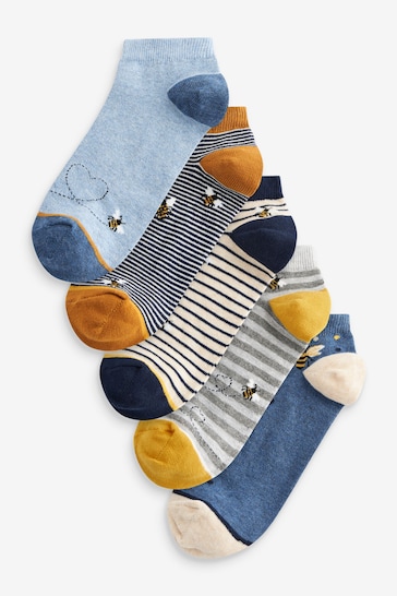 Navy/Ochre Bee Trainer Socks 5 Pack