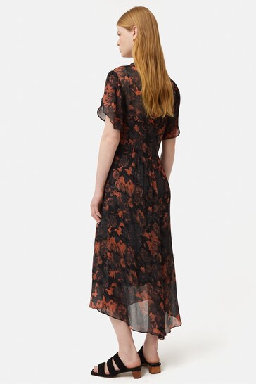 Jigsaw Shadow Floral Black Midi Dress