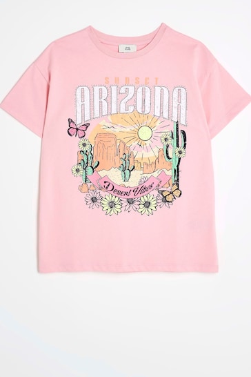 River Island Pink Girls Arizona T-Shirt