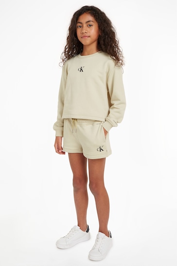 Calvin Klein Green Logo Sweatshirt Shorts Set