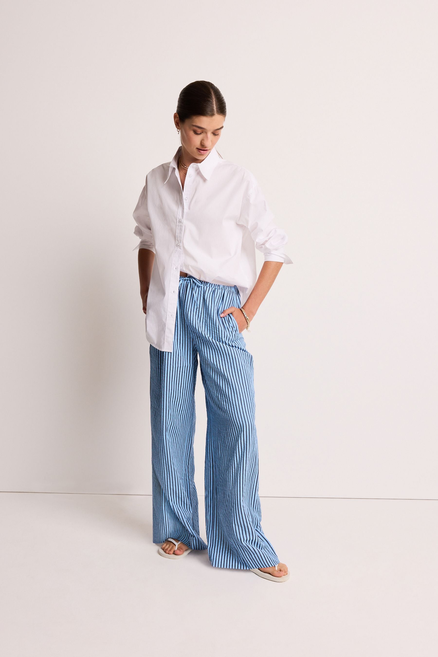 Blue striped trousers discount
