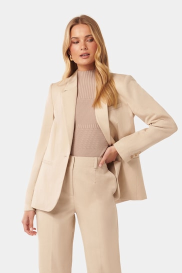 Forever New Cream Lucy Single Breasted Blazer with a Touch of Linen