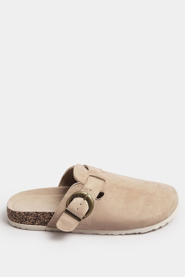 Yours Curve Beige Brown Faux Suede Clogs In Extra Wide EEE Fit