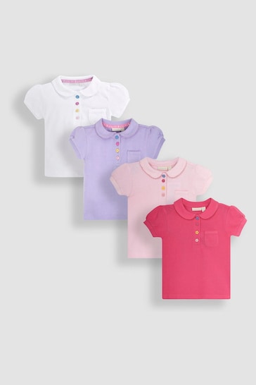 JoJo Maman Bébé Pink 4-Pack Pretty Polo Shirts