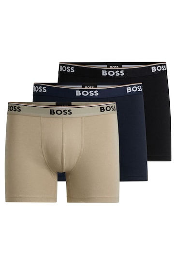 BOSS Grey Three-Pack Of Stretch-Cotton Boxer Briefs