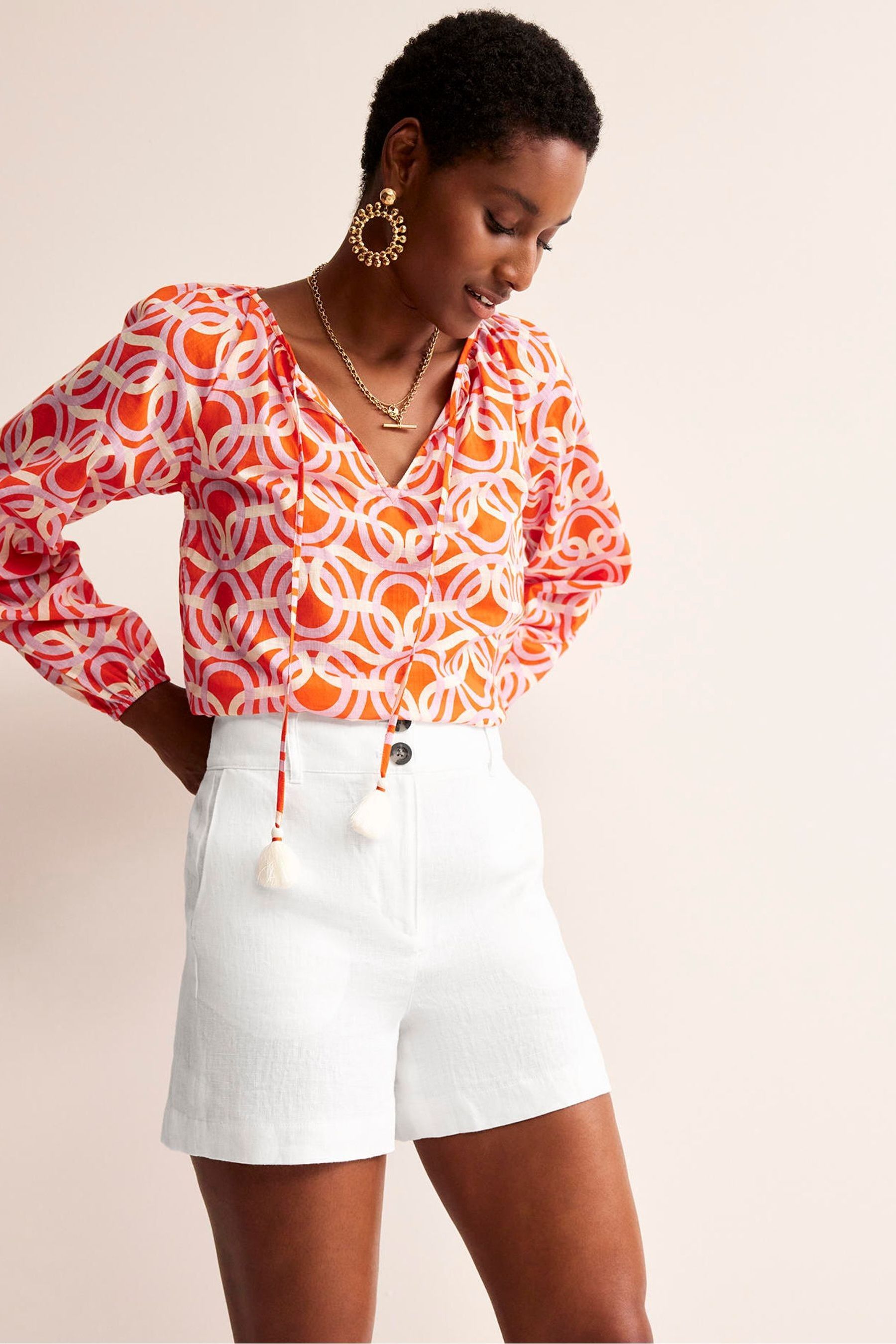 Buy Boden White Westbourne Linen Shorts from the Next UK online shop