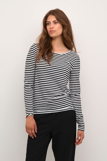 Kaffe Benedikte Long Sleeve Striped Black T-Shirt