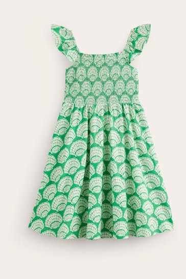 Boden Green Shirred Jersey Dress